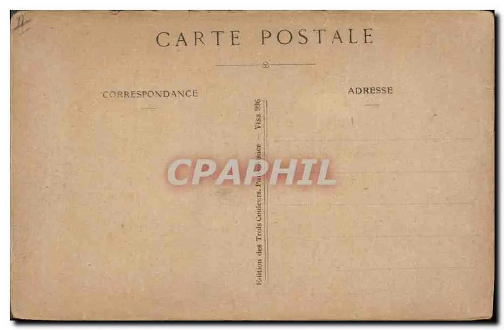 Mujer con sombrero negro sosteniendo una bandera francesa — Vive la France ! — Edición de las Tres Colores, París, n° 996 - Reverso