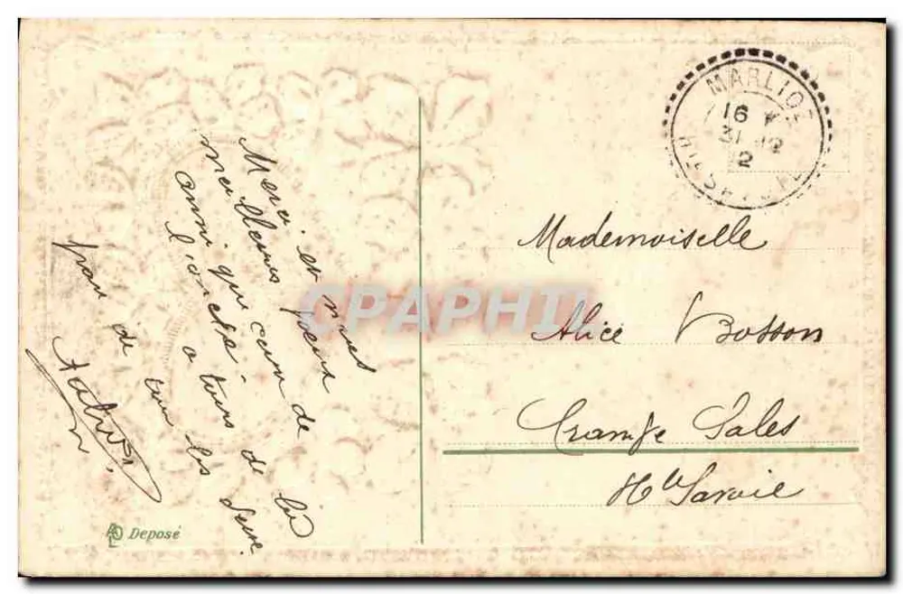 Carta de boas-vindas com coração e orquídeas — editor não identificado, número de série não visível - Verso