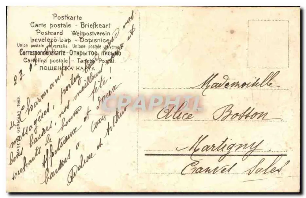 Colombe tra i fiori di castagno — Casa di bambole — Unione postale universale - Verso