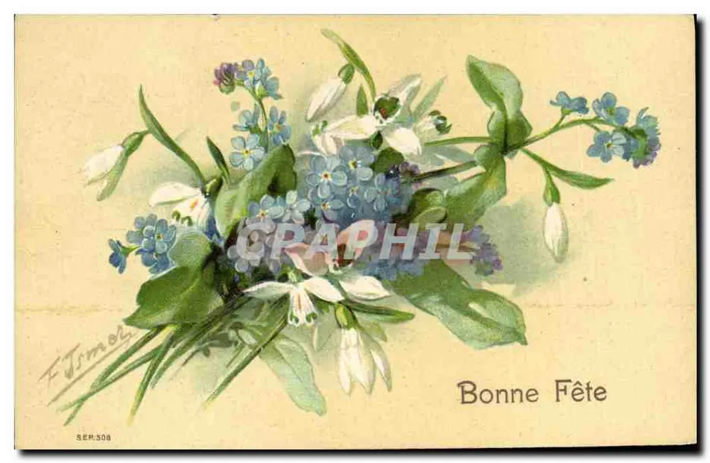 Arranjo de flores de primavera — Boa Festa — F. Jismol, SER.500 - Frente