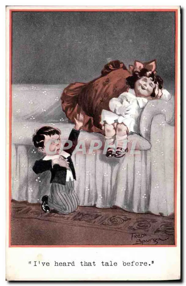 Kind und Mädchen auf dem Sofa — Illustration von Freds Spungin — Serie Nr. 271 - Vorderseite