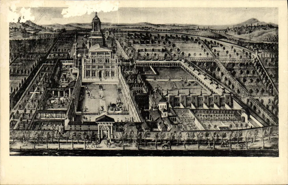 Certosa di Pavia — algemene uitzicht — naar een oude gravure - Voorkant