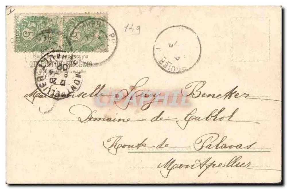 Dois pássaros em galho florido — carta postal ilustrada — editor não visível - Verso