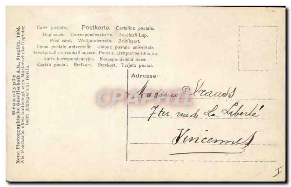 Corujas e ovos — cena de primavera — Grammophonische Gesellschaft A.G., Steglitz, Berlin, n° 515/3 - Verso