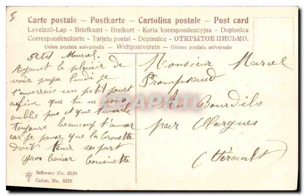 Falcões e ovos — Schwarz No. 5124 — Schwarz - Verso