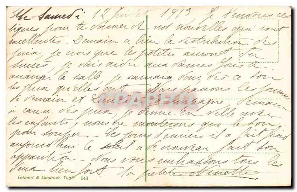 Flamand rose au bord du lac — scène de lac avec flamant rose et oiseaux en vol — éditeur Lehnhert & Landrock, Tugés, n°546 - Rückseite