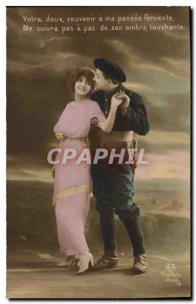 Soldado e mulher — cena afetiva — Visé Paris 2155/3 - Frente