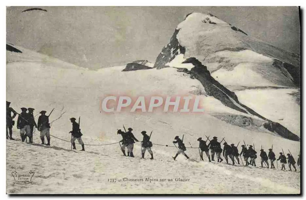 Alpine Jäger auf einem Gletscher — Verlag J. Bétrapo, Chamonix — N° 1737 - Vorderseite