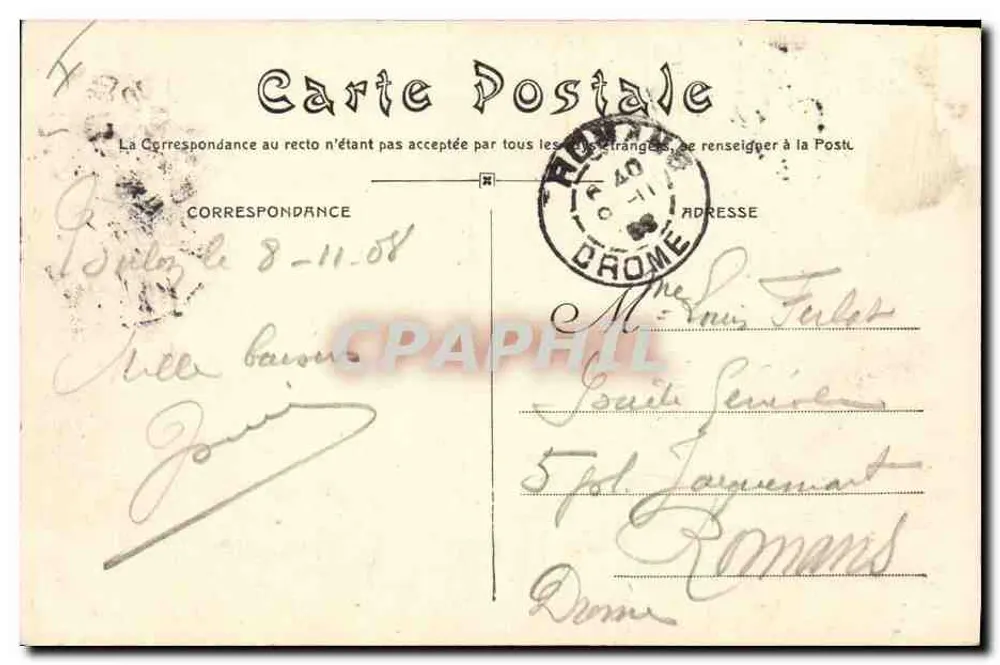 Navio de Guerra Francês — « Liberdade » — editor A. Couturier, n° 273 - Verso