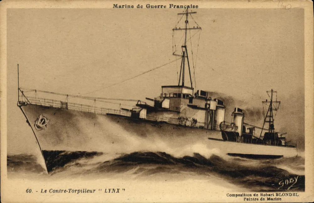 O Contratorpedeiro "LYNX" — Marinha de Guerra Francesa — Composição de Robert BLONDEL — n°60 - Frente