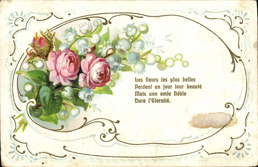Bukiet kwiatów — wiersz o przyjaźni — Carie Postale - Awers
