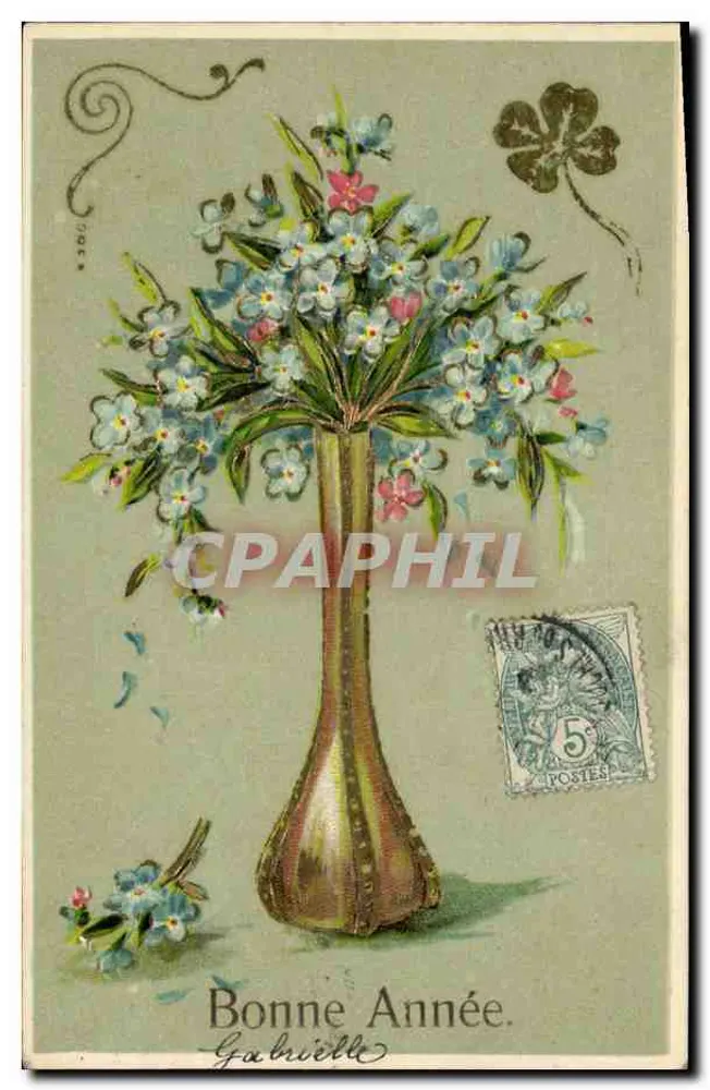 Arranjo de flores em um vaso — Boa Ano — Gabrielle - Frente