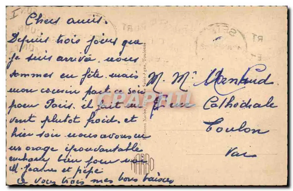 Sète — A Câmara de Comércio — editor Narbo, número de série não visível - Verso