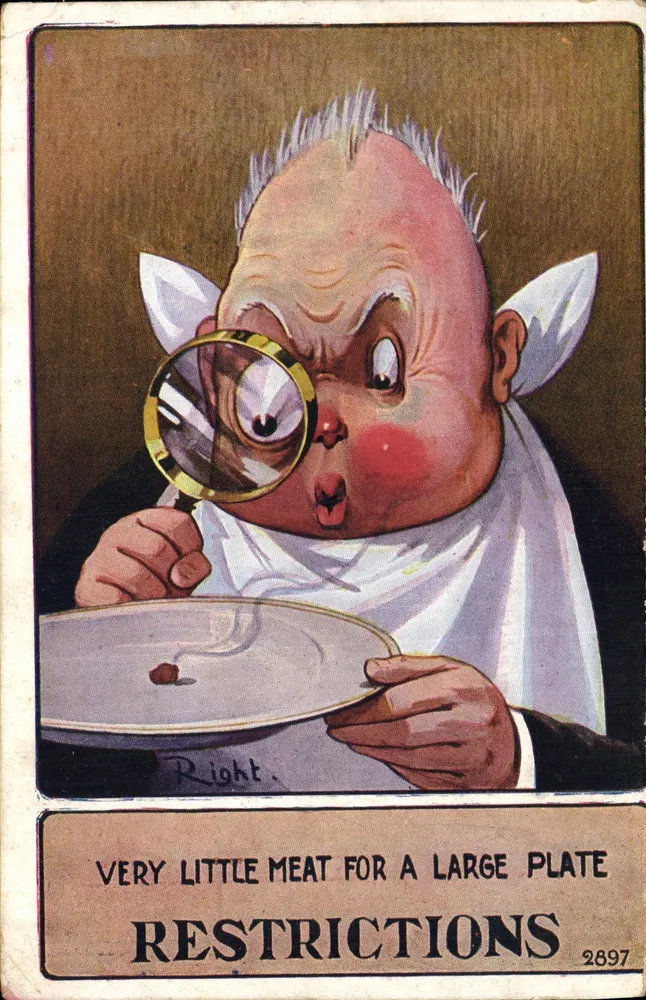 Riese, der eine kleine Menge Fleisch isst — Karikatur — Right, n° 2697 - Vorderseite