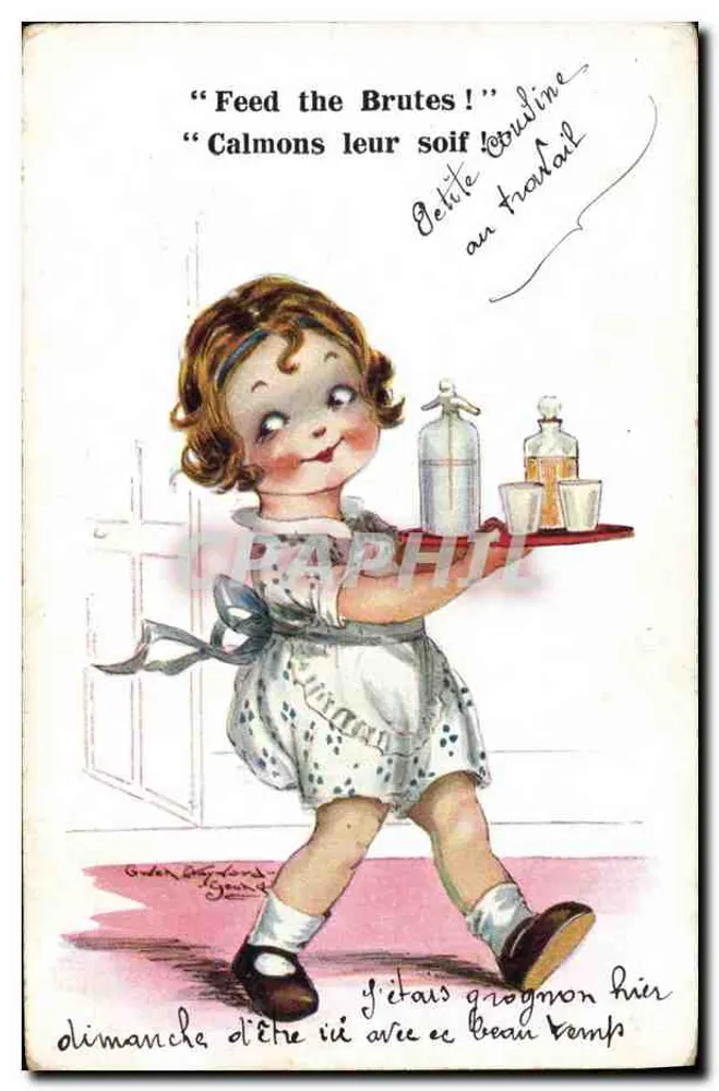 Kleine Cousine beim Arbeiten — COMIQUE-Serie — Inter-Art Co., Florence House, Barnes, London - Vorderseite