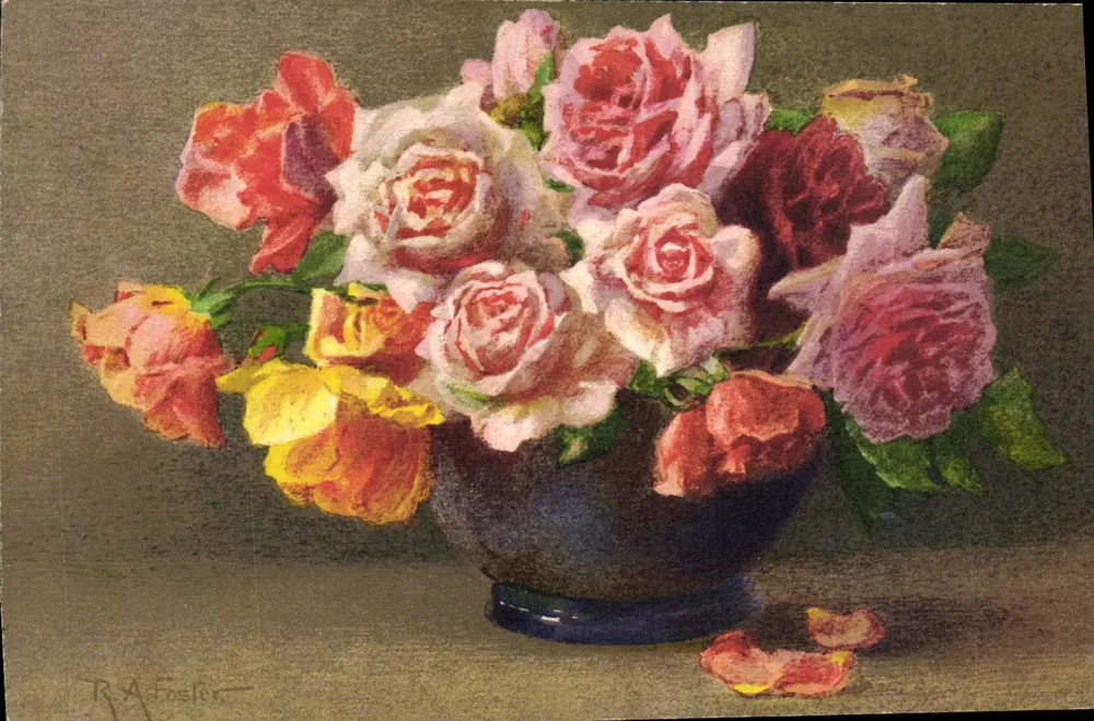 Buquê de rosas — pintura — R.A. Foster - Frente