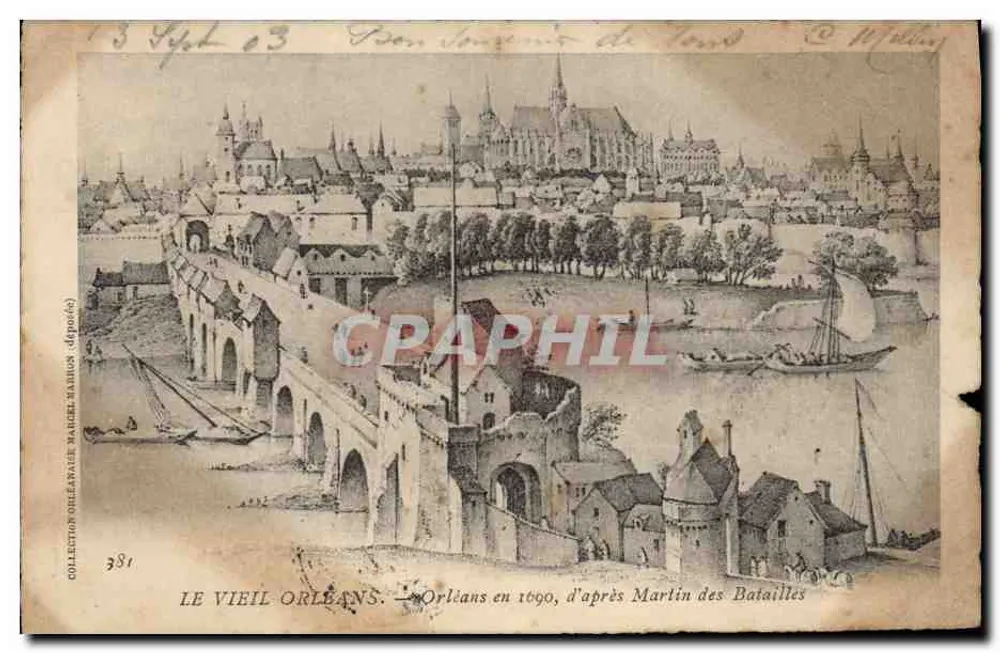 Das alte Orléans — Orléans im Jahr 1690, nach Martin des Batailles — Orléaner Sammlung (gedruckt auf der Karte) n°381 - Vorderseite