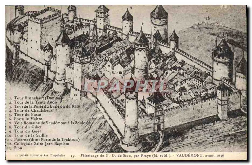 Vaudémont — Burg und Stadt vor 1636 — Pilgerung zur N.-D. de Sion, von Praye (M. et M.) - Vorderseite