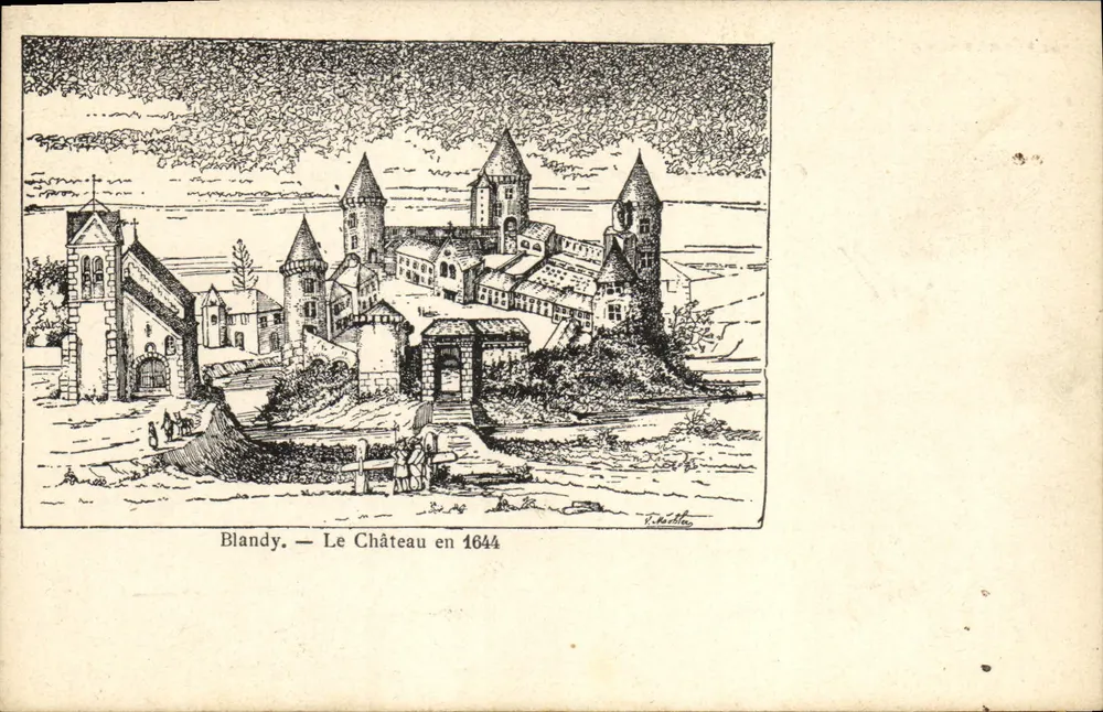 Blandy — Het Kasteel in 1644 — Uitgever R. Bailleau - Voorkant