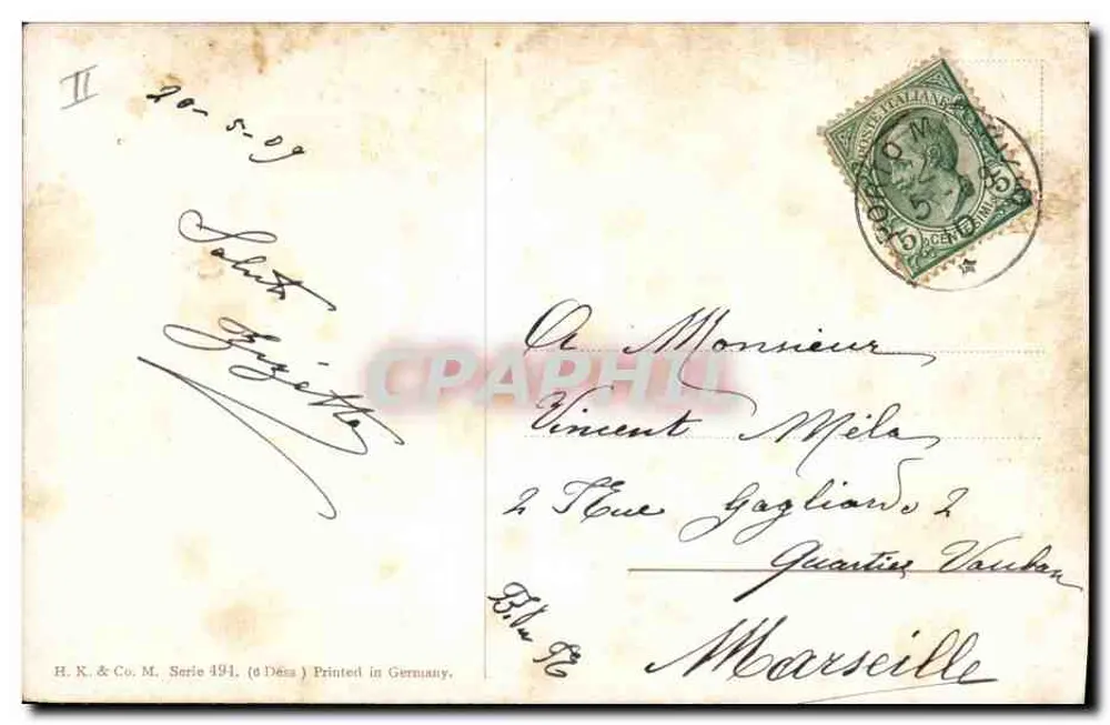 चमोइस और एगल — H.K. & Co. M. श्रृंखला 494 — जर्मनी में मुद्रित - पीछे