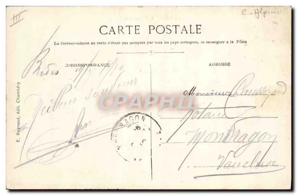 Batterie der Alpinisten — 2540 — E. Reynaud, Verleger Chambéry - Rückseite