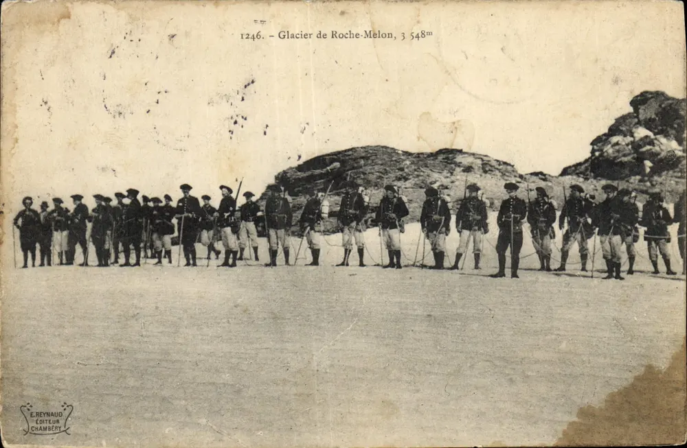 Glacier de Roche-Melon, 3 548m — Soldaten in Sommeruniform — E. Reynaud, Chambéry, n°1246 - Vorderseite
