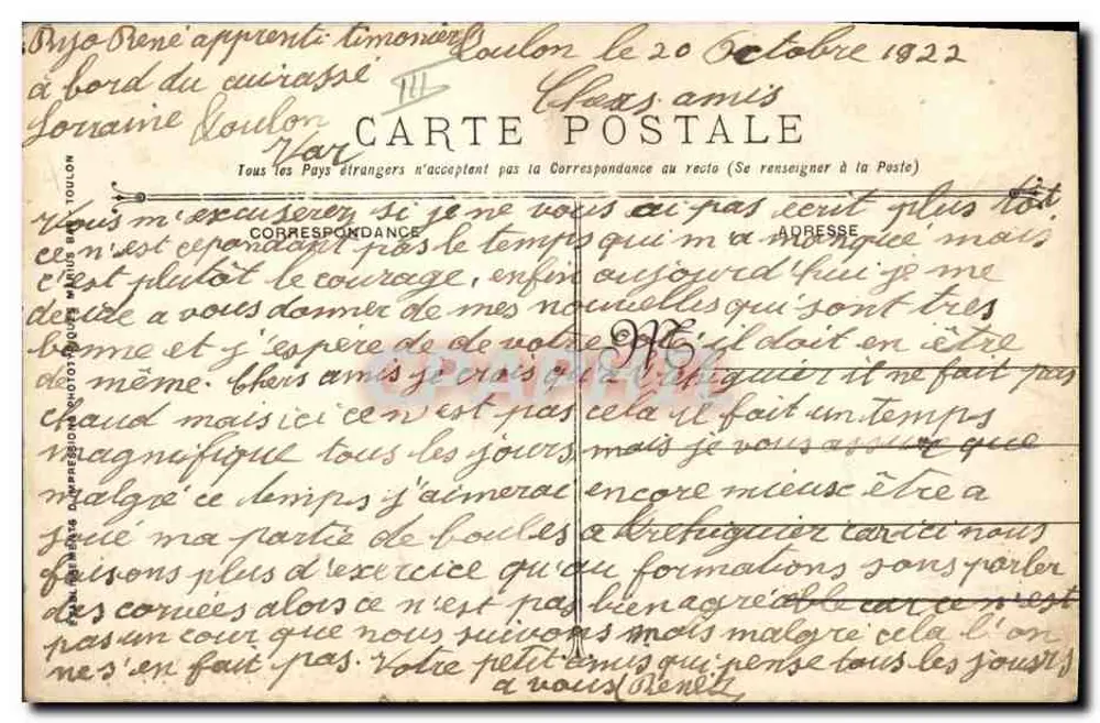 LORRAINE - Couraçado de Escadra de 23550 toneladas — Marinha Militar Francesa — Guerra 1914-15-16-17 - Verso