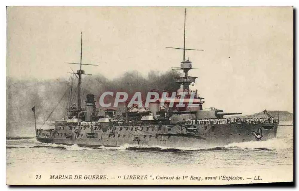 Kriegsschiff — "Liberté", Schlachtschiff erster Klasse, vor der Explosion — LL. — n°71 - Vorderseite