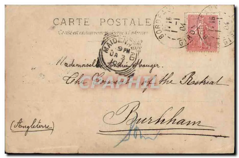 Marthe Régnier — Portrait en buste avec plume de paon — Reutlinger, S.I.P. n°114/2 - Rückseite