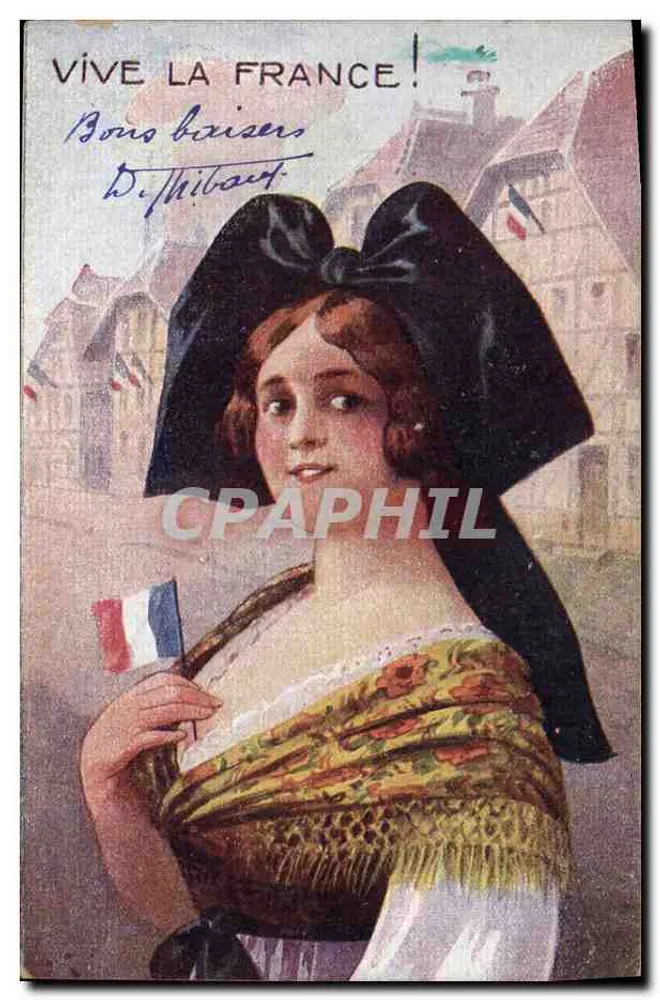 Donna con scialle e berretto nero — VIVE LA FRANCE ! — D. Thibaut - Recto