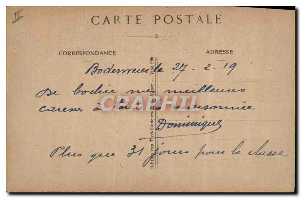 Donna con scialle e berretto nero — VIVE LA FRANCE ! — D. Thibaut - Verso