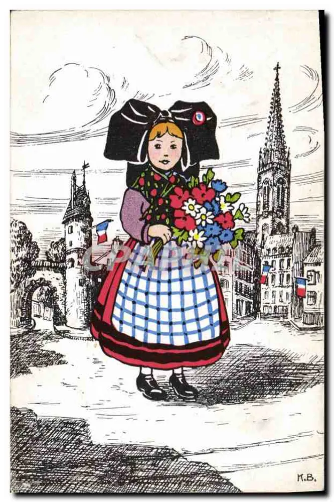Menina em traje alsaciano — Mulhouse — M.B. - Frente