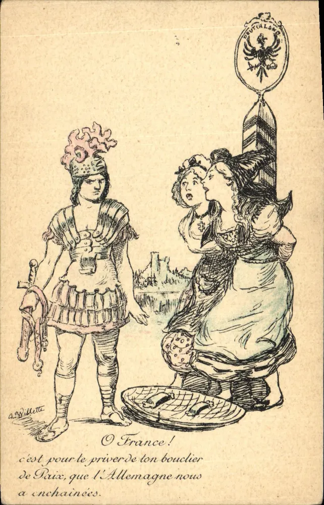 Frankreich und Deutschland — politische Karikatur — A. Willette - Vorderseite