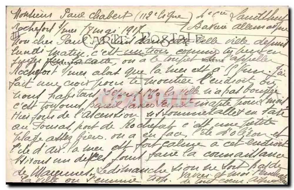 Allgemeiner Blick auf Rochefort-sur-Mer im Jahr 1850 — Sammlung H. Gramblast — unbekannter Verlag - Rückseite