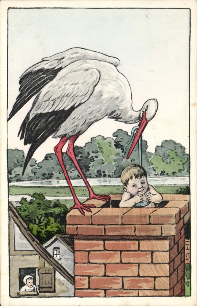 Cigana e bebê no chaminé — Ilustração — J. L. J. (J. L. J.) - Frente