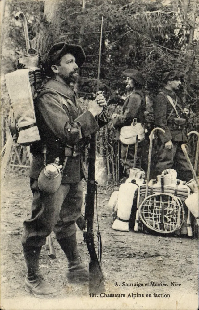 Alpine Chasseurs im Dienst — A. Sauvaigo et Munier, Nizza, n°101 - Vorderseite
