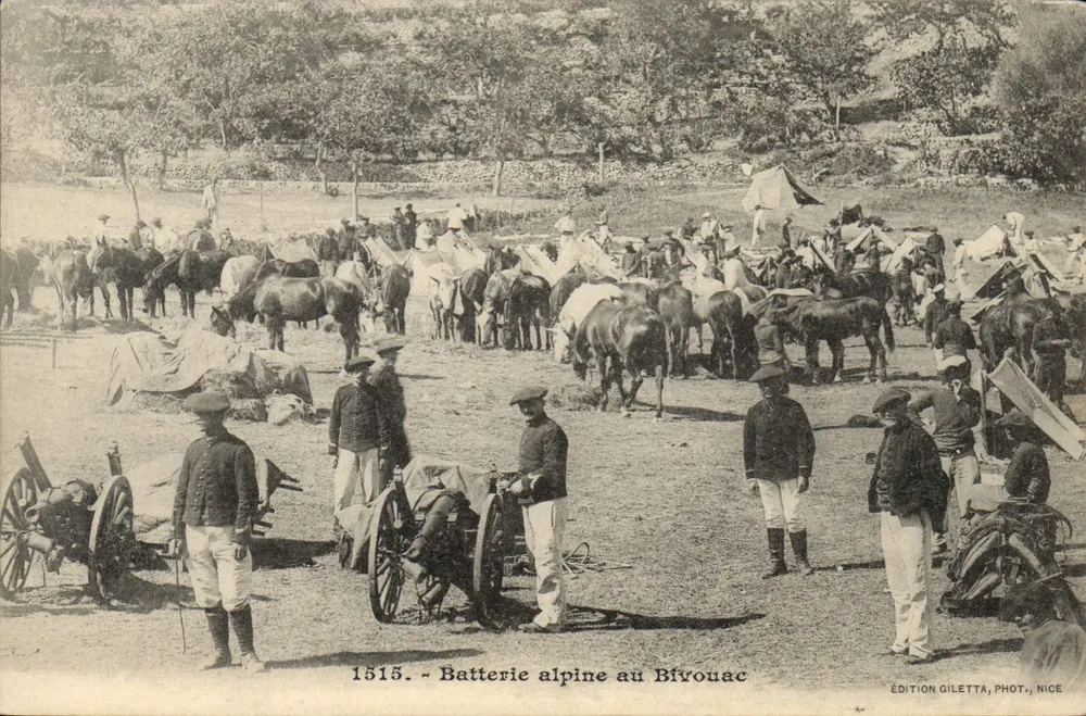 Alpine Batterie am Bivouac — Édition Gilettà, Phot., Nice — Nr. 1515 - Vorderseite