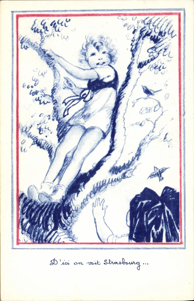 Kind in einem Baum — Von hier sieht man Straßburg... — Comité National de l'Enfance, Paris - Vorderseite