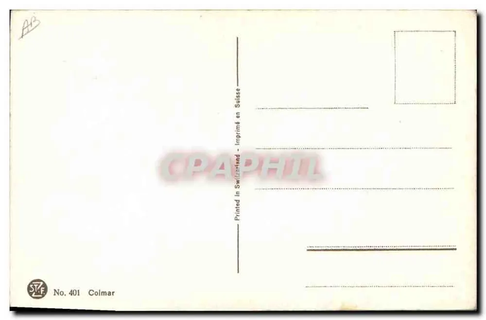 Пейзаж улицы в Колмаре — акварель — издатель СТФ, № 401 - Оборотная сторона