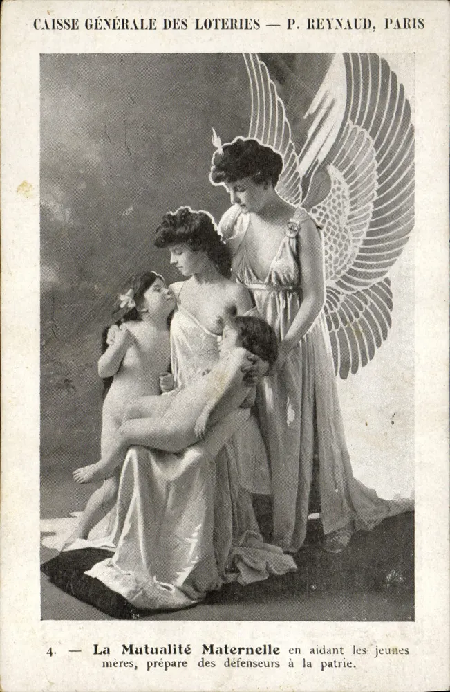 Die Mutterschaftsversicherung, indem sie junge Mütter unterstützt, bereitet Verteidiger für das Vaterland vor — P. Reynaud, Paris, n°4 - Vorderseite