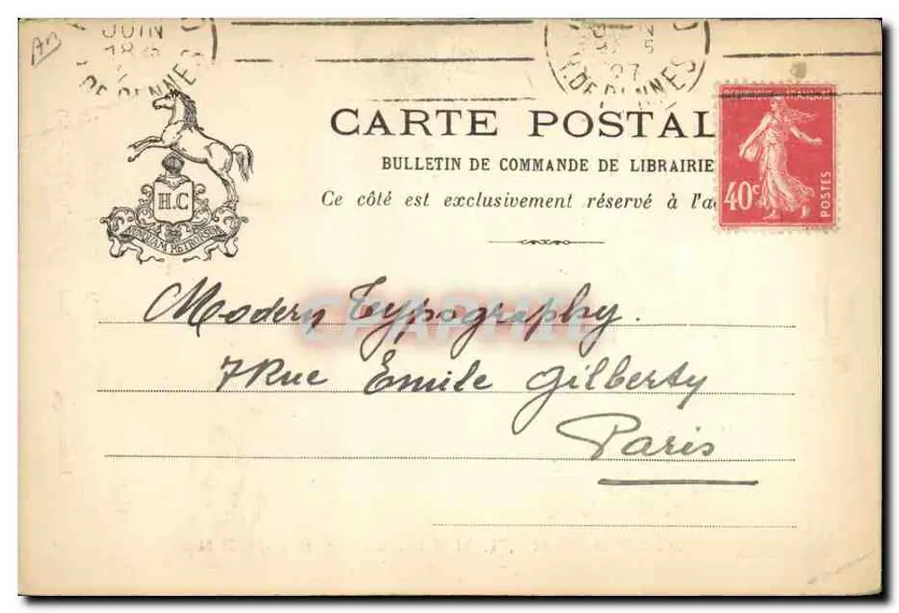 Bücherbestellkarte — Édouard Champion, Paris — Seriennummer 194 - Vorderseite