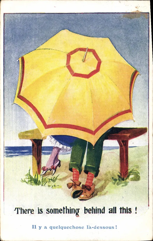Zwei Personen unter einem gelben Schirm — Comique Art Co. — Nr. 1603 - Vorderseite