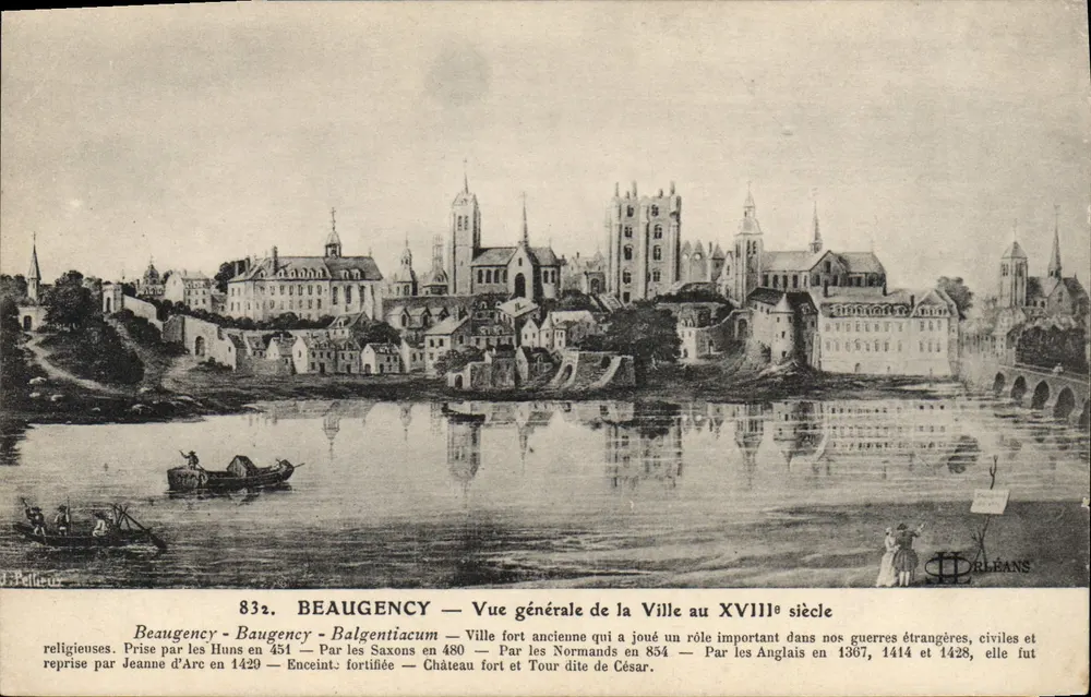 Beaugency — Allgemeiner Blick auf die Stadt im 18. Jahrhundert — J. Pallier, Nr. 832 - Vorderseite