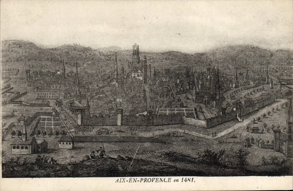 Aix-en-Provence in 1481 — historische uitzicht — model Antieke ansichtkaart Parijs - Voorkant