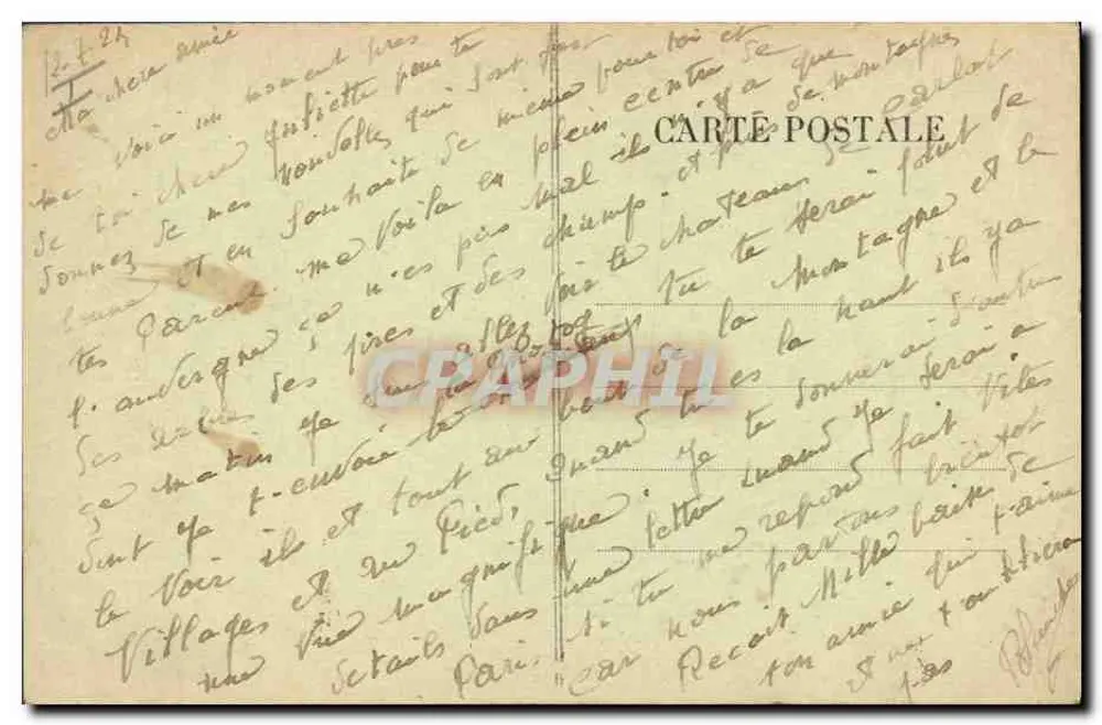 Schloss Carlat, nahe Vic-sur-Cère (15. Jahrhundert) — historische Gravur mit Erlass von Henri IV — Verlag L. Fournier - Rückseite