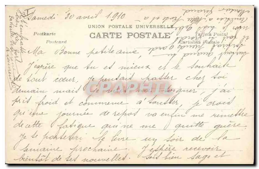 Vogel im Flug mit Mimose — 'Gentle Messenger of Spring' — Universal Postal Union - Rückseite