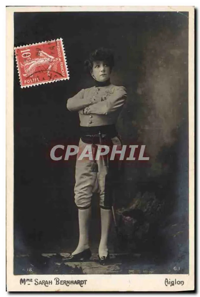 Frau Sarah Bernhardt — in militärischer Uniform — von Aiglon veröffentlicht - Vorderseite