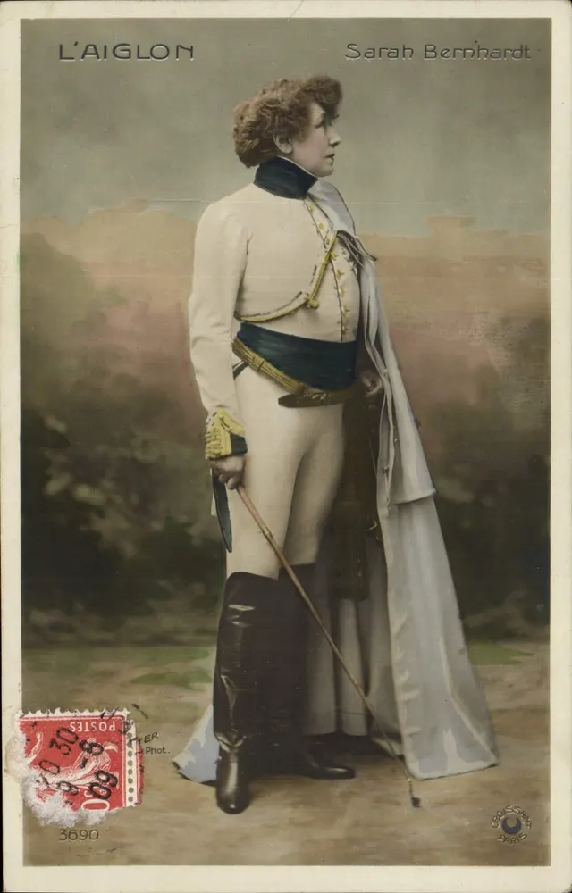 Sarah Bernhardt in Offiziersuniform — L'Aiglon — Phot. CROSSE, PARIS, n° 3690 - Vorderseite