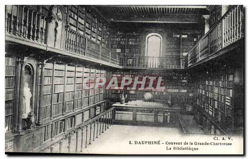 Dauphinois - Convento della Grande-Chartreuse - La Bibliothèque — Cl. A. V. - Recto