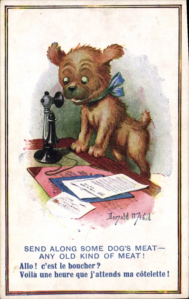 Hund am Telefon — Werbung für Fleisch — Verlag Inter-ART Co. Nr. 2419 - Vorderseite